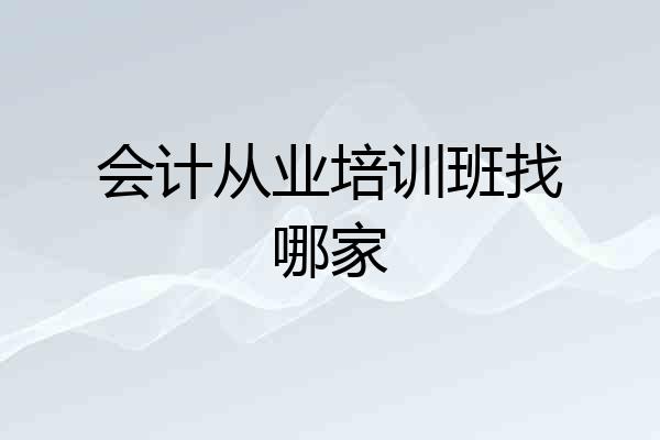 会计从业培训班找哪家