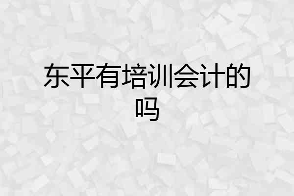 东平有培训会计的吗
