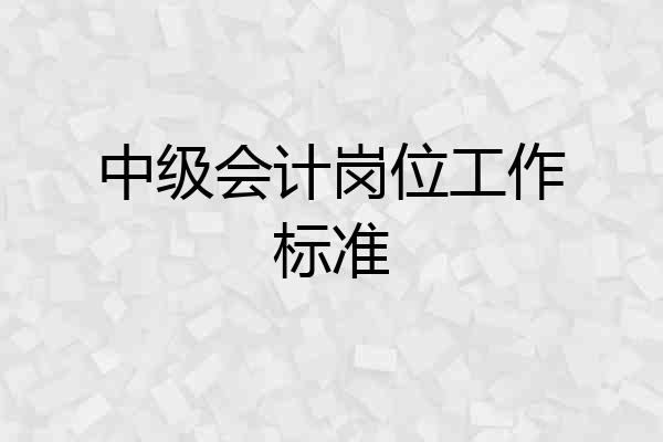 中级会计岗位工作标准