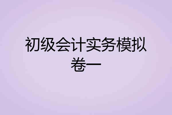 初级会计实务模拟卷一