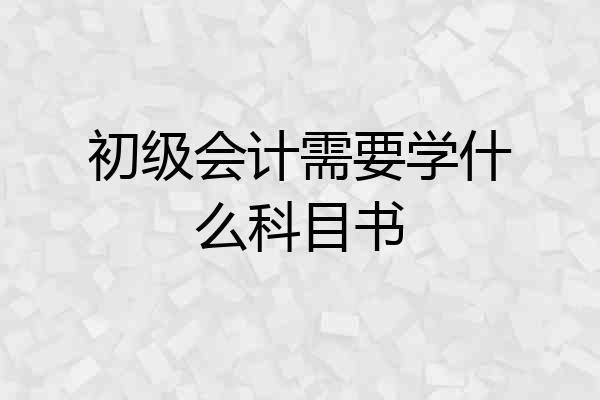 初级会计需要学什么科目书