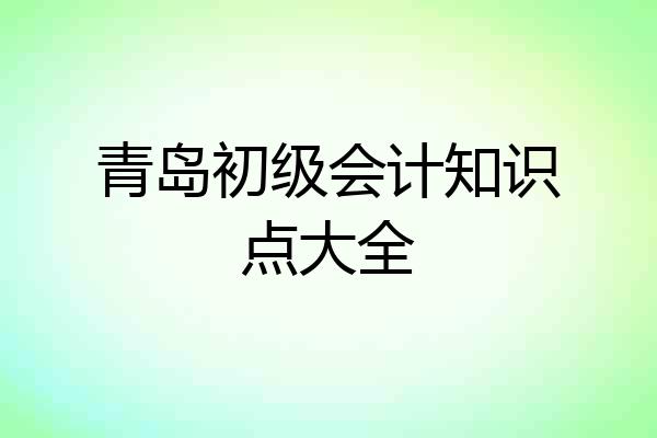 青岛初级会计知识点大全