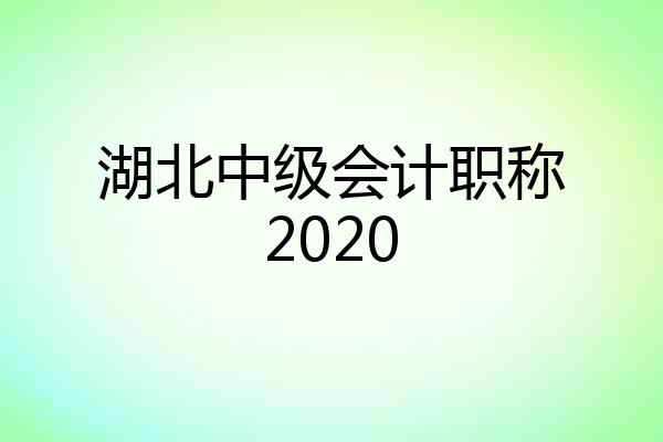 湖北中级会计职称2020