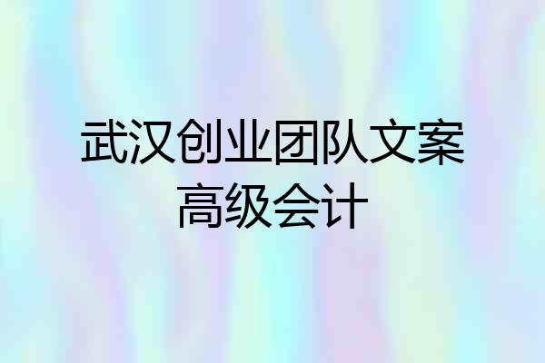 武汉创业团队文案高级会计