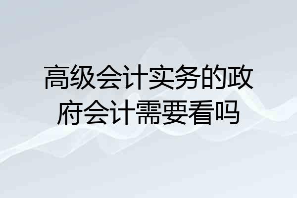高级会计实务的政府会计需要看吗