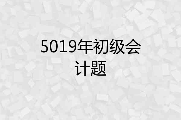 5019年初级会计题