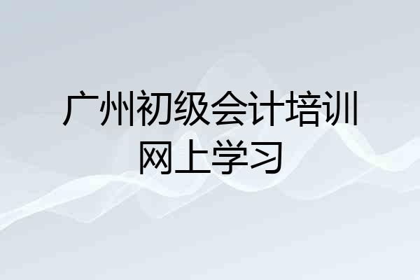 广州初级会计培训网上学习