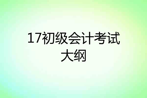 17初级会计考试大纲