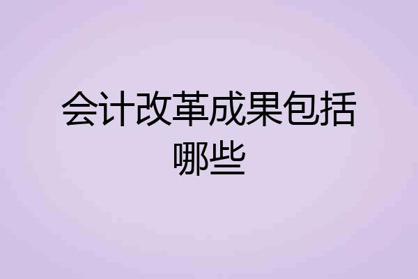 会计改革成果包括哪些