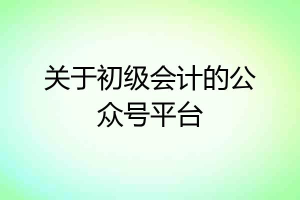 关于初级会计的公众号平台