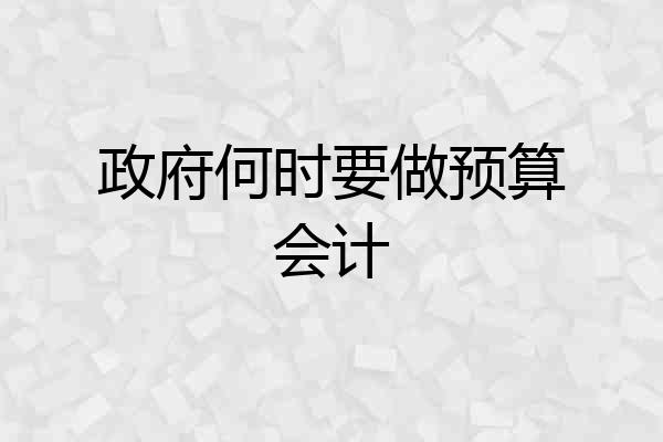 政府何时要做预算会计