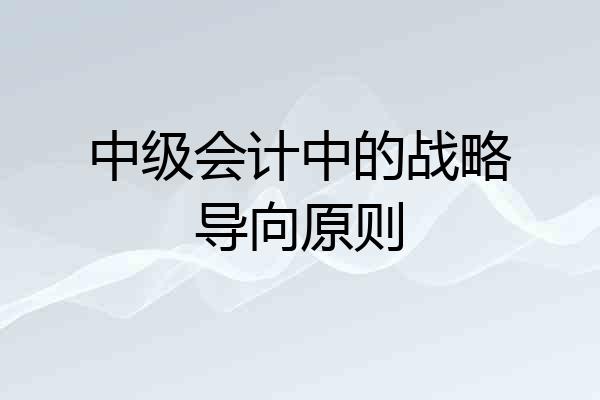 中级会计中的战略导向原则