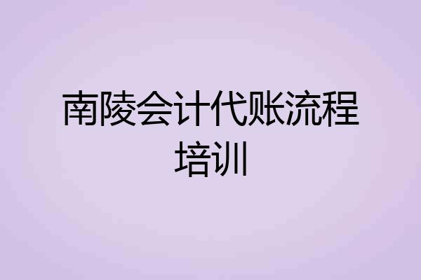 南陵会计代账流程培训