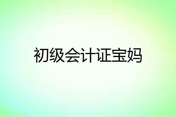 初级会计证宝妈