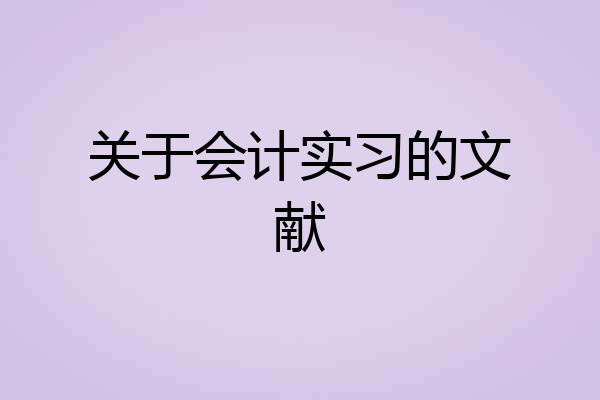 关于会计实习的文献
