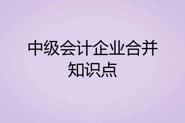 中级会计企业合并知识点