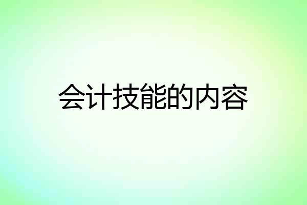 会计技能的内容