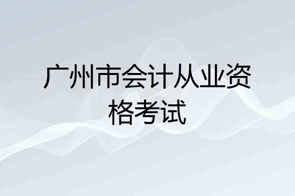 广州市会计从业资格考试
