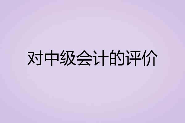 对中级会计的评价