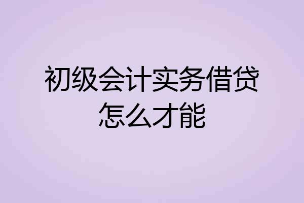 初级会计实务借贷怎么才能