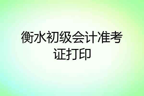 衡水初级会计准考证打印