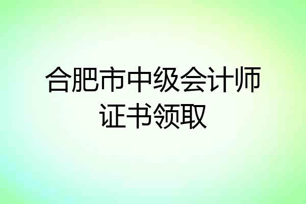 合肥市中级会计师证书领取