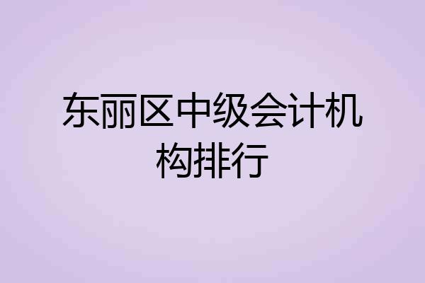 东丽区中级会计机构排行