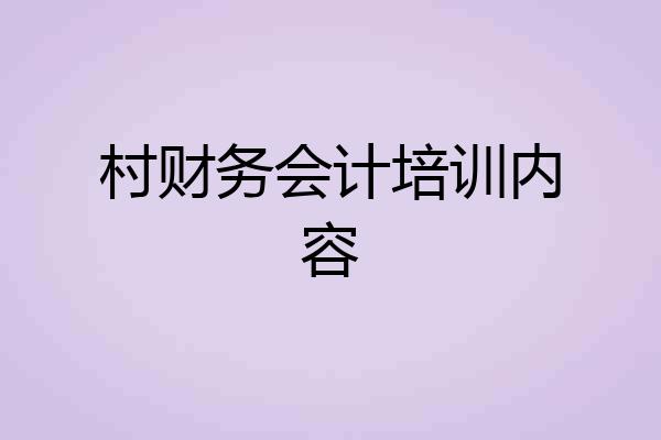 村财务会计培训内容
