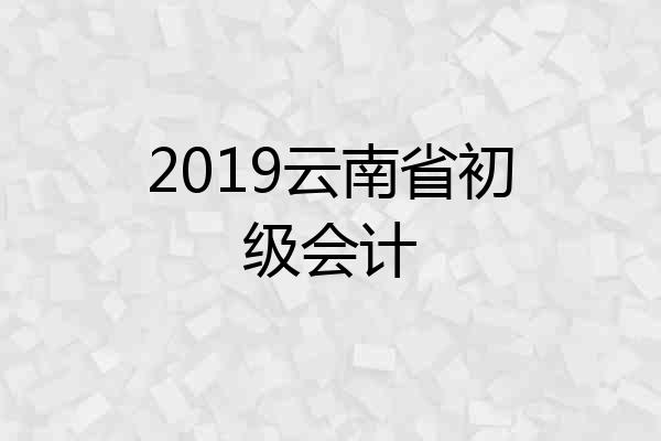 2019云南省初级会计