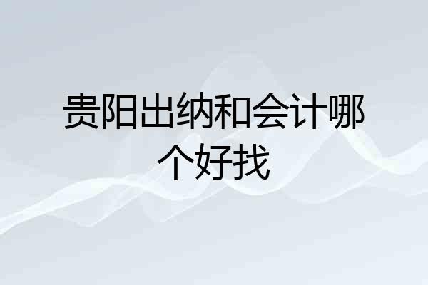 贵阳出纳和会计哪个好找
