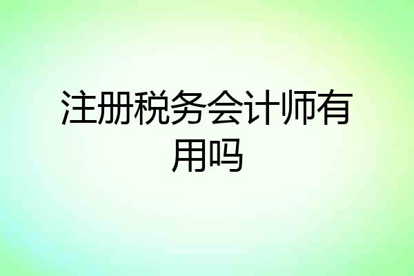 注册税务会计师有用吗