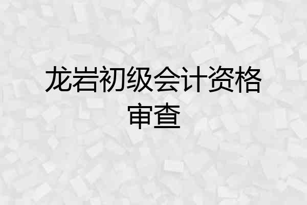 龙岩初级会计资格审查