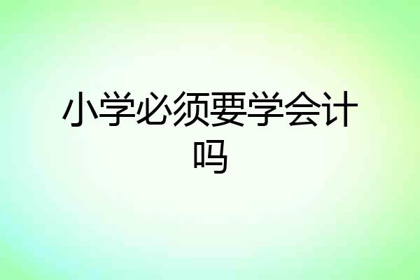 小学必须要学会计吗