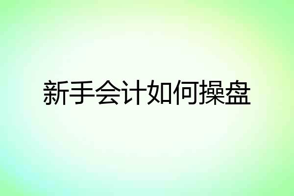 新手会计如何操盘