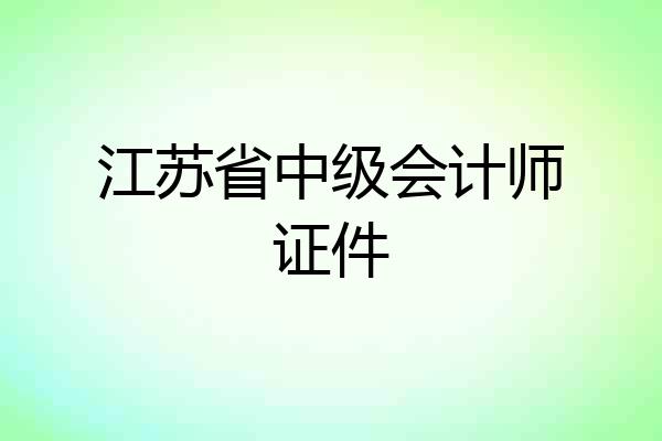 江苏省中级会计师证件
