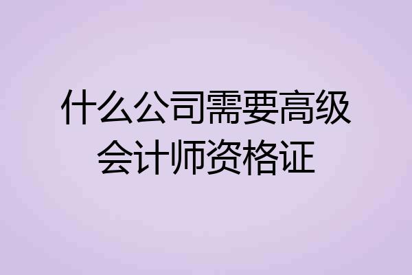 什么公司需要高级会计师资格证