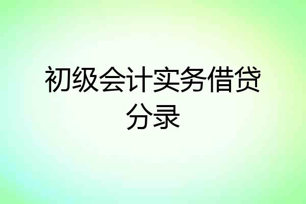 初级会计实务借贷分录