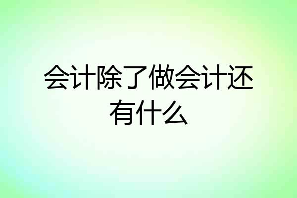 会计除了做会计还有什么
