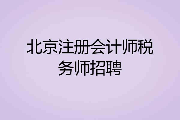 北京注册会计师税务师招聘