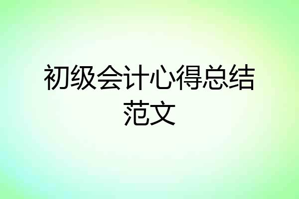 初级会计心得总结范文