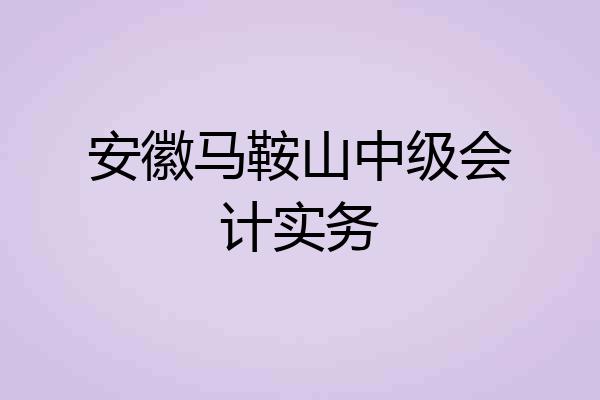 安徽马鞍山中级会计实务