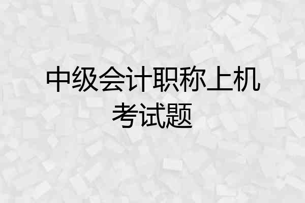 中级会计职称上机考试题