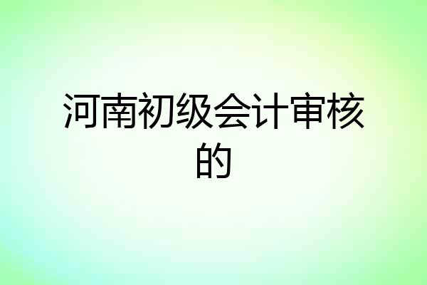 河南初级会计审核的
