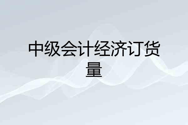 中级会计经济订货量