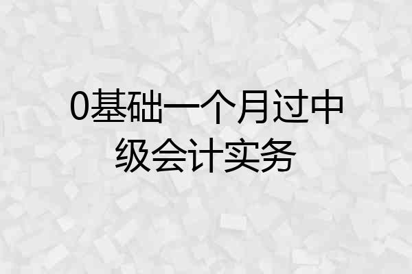 0基础一个月过中级会计实务