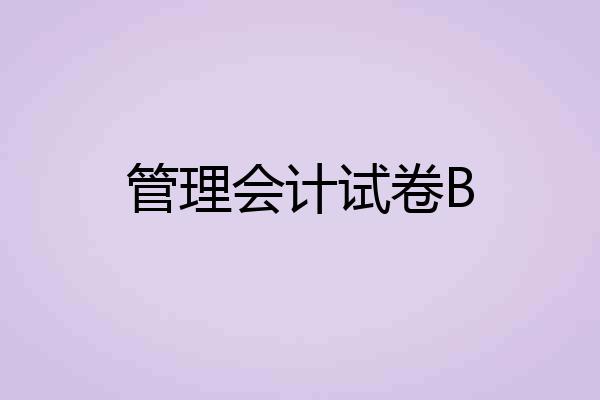 管理会计试卷B
