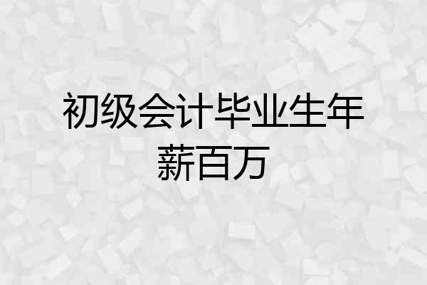 初级会计毕业生年薪百万