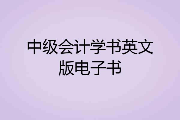 中级会计学书英文版电子书