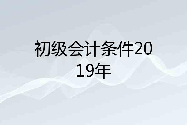 初级会计条件2019年