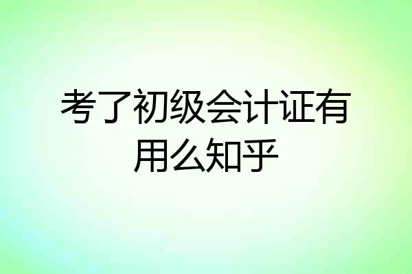 考了初级会计证有用么知乎